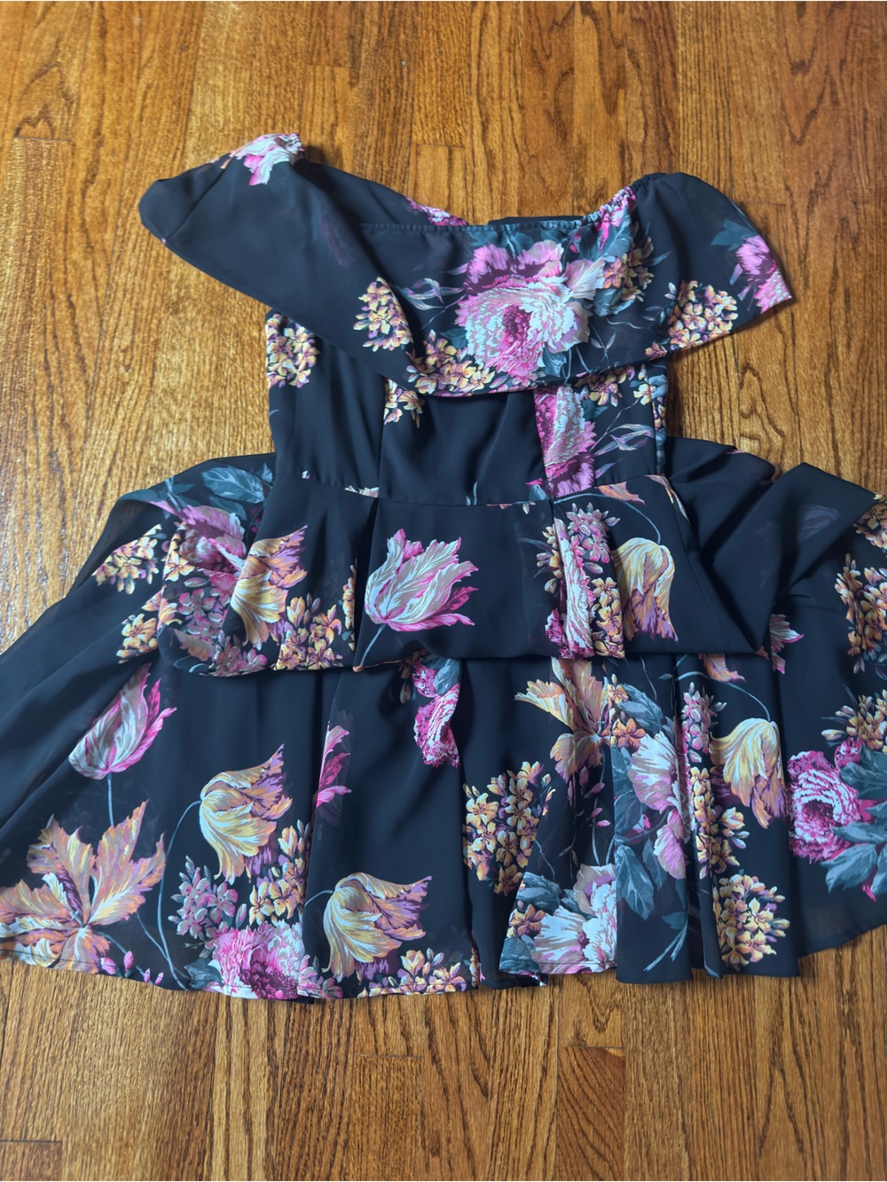 ASOS Floral Off-Shoulder Ruffled Midi Dress